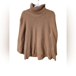 Anthropologie Turtleneck Ribbed Poncho Sweater — Camel Brown